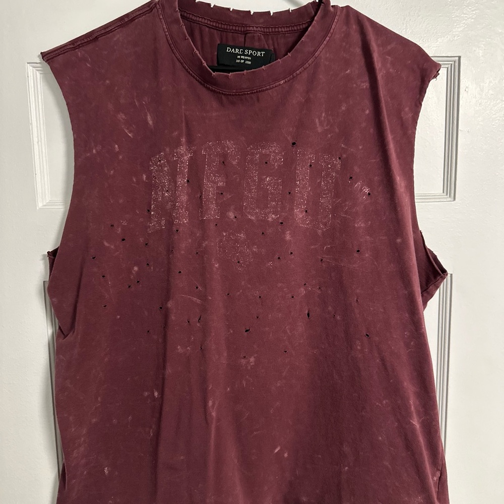 Darc Sport Men’s “NFGU” Distressdd Sleeveless Top - Maroon